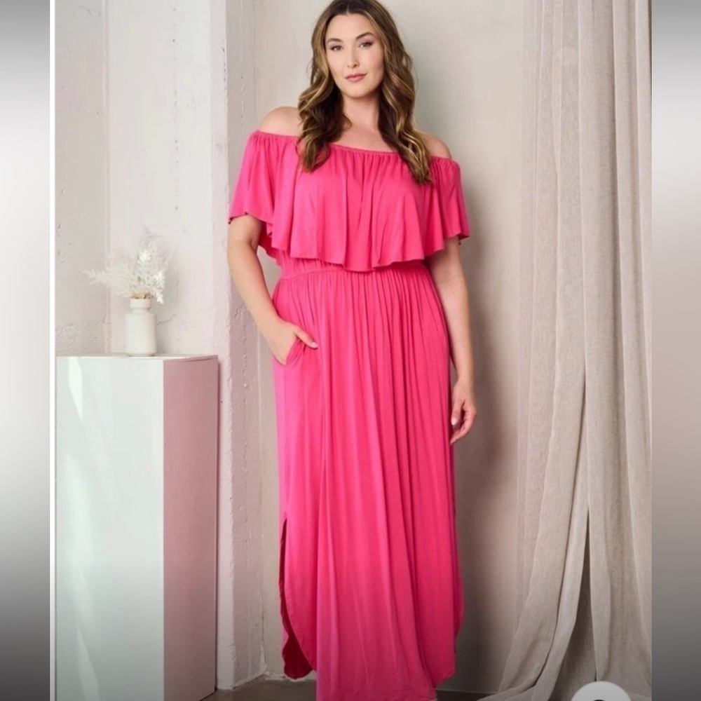 NWT Sugarlips off the Shoulder hot pink dress beautiful so soft  2X BN 13 🌸